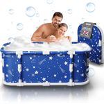 Portable Bathtub, 120cm Foldable Bathtub-Installation Free, 7 Layers Thicken Bathtub with Metal Support, Therapy Tub for Shower Stall Fold Up Soaking Bath Tub, Hot SPA, Ice Bath Tub (Classic Star K1)