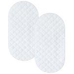 Bassinet Mattress Pad Cover 2 Pack Quilted Bassinet Mattress Protector Waterproof Bassinet Sheets (32"x17") for Boys & Girls, Fit for Hourglass/Oval Bassinet Mattress, White