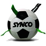 Synco Football White with Green Holding Loops | Size 3 Football | Dog Toy|Dog Ball, Dog Training Ball| (White)