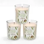 Magnificent 101 Long Lasting Set of 3 White Sage Leaf Scented Smudge Candle | 3.5 Oz Each - 42 Hour Burn | Soy Wax Candle for Energy Cleansing & Manifestation