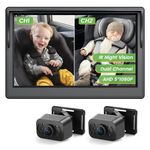 IPOZITO Baby Car Camera with Double Cameras, HD 1080P Dual-Channel 5 inch Display Car Baby Camera, Easily Install Car Camera for Baby with Crystal Clear Wide View for Rear Facing Seat