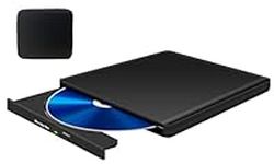 External Blu-ray DVD Drive, USB 3.0 Type-C Ultra Slim Blu ray Burner Writer 3D BD CD/DVD Bluray Disc Drives Reader for Laptop PC Windows 11/10 Mac MacBook Pro Air Apple iMac, with Carrying Case