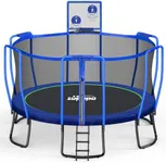 Zupapa Trampolines No-Gap Design 1500 LBS Weight Capacity 16 15 14 12 10 8FT for Kids Children with Safety Enclosure Net Outdoor Backyards Large Recreational Trampoline