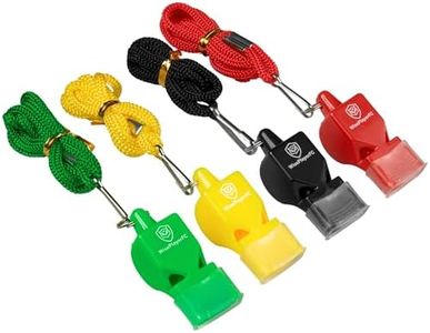 WISEPLAYERFC Silbatos para Entrenadores de Fútbol- 4 Pitos Multicolor de Árbitro con Cordón y Bolsa