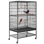 VIVOHOME 53 Inch Wrought Iron Large Bird Cage with Rolling Stand for Parrots Conures Lovebird Cockatiel Parakeets