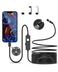 16.4FT Dual Lens Endoscope Camera with Light, Aopick USB Inspection Camera with 8+1 LED Lights, Semi-Rigid Snake Camera with 7.9mm IP67 Waterproof Probe for Android, iPhone(No WiFi Needed)