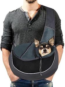 Lyneun 6kg Dog Sling Carrier, Pet carriers for Dogs and Cats, Dog Carrier Hand Free with Adjustable Shoulder Strap, Breathable Mesh Puppy Carrier for Walking Travel Outdoor (Black)