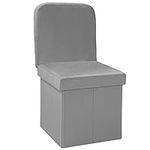 Bonlife Grey Folding Ottoman Storage Box with Seat Back Bedroom Chair Sturdy with Removable Lid 38x38x72cm