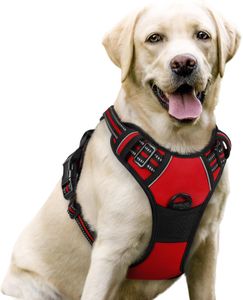 rabbitgoo Large Dog Harness – Adjustable No-Pull, Red