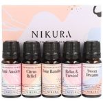 Nikura Essential Oils Blends Gift Set | Calming Essential Oils for Diffusers for Home, Sleep, Wax Melts | Relaxing Aromatherapy Oils Set | UK Made & Vegan