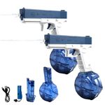 2 PCS Electric Water Guns Kids,32 FT Powerful Water Pistols for Kids Adults,Water Blaster Pistols with Rechargeable,Automatic Water Gun Toy,Electric Water Pistol Guns for Summer (Blue)