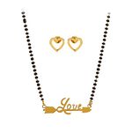 YouBella Jewellery Celebrity Inspired Gold Plated Managalsutra Pendant With Chain and Earrings (Style 4)