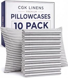 King Pillow Cases Set of 10 - Ultra Soft Hotel Quality Pillowcase Covers - Comfy & Wrinkle Free - Shrink & Fade Resistant - Easy-Care, Machine Washable Pillow Protectors - 10 Piece Set - Grey Stripes