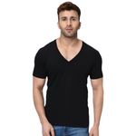 WILD WEST Mens V Neck Black Half Sleeve Tshirt for Men (f2)