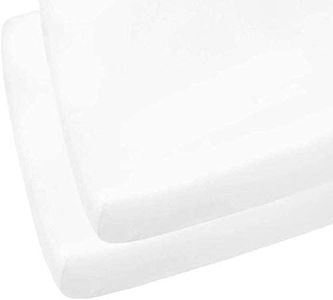 Divine Textiles 2 x Cot Bed Fitted Sheets Anti-Allergy Anti-Bacterial 100% Egyptian Cotton 200 Thread Count Cot Bed Nursery Bedding, White - 70 x 140 cm