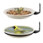 2 Piece Wall Mounted Bird Feeder,Bird Feeder & Bird Bath for Garden,Fence Bird Feeder Tray,Deck Bird Feeder Tray,Attracting Wild Birds,Bird Water Feeder for Installed on Trees,Balcony,Outdoor Walls