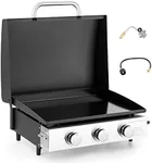 Captiva Designs 22 in Flat Top Grill with Ceramic Coated Cast Iron Pan, Portable Tabletop Propane Gas Griddle Grill for Camping, Outdoor & Tailgating Barbecue, 24,000 BTU Output, 3 Burners