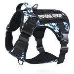 Belababy Tactical Anti Pull Dog Harness Small Medium Large Dog, Soft Adjustable Dog Vest with Velcro Molle Panels, Breathable Military Front Clip Dog Harness for Working Training, Blue Camo, S