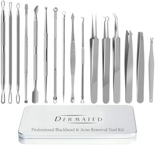 Dermated [16 Pieces] Blackhead Remover Tools Pimple Popper Tool Kit | Stainless Steel Professional Pimple Extractor Tool Kit for Blackheads, Blemish, Comdone, Acne, Zit, and Whiteheads for Face & Nose