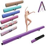 8FT/9FT Folding Balance Beam, FINCOME Gymnastics Beam Equipment PU Leather Cover for Kids Adults, with Non Slip Rubber Base Carry Handle for Practice, Physical Therapy and Professional Home Training