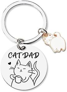 Cat Dad Keychain gifts for Men Boys Funny gifts for Dadddy Father Day Gifts Best Cat Dad Ever gifts for Pet Cat Lovers Owners Friends Boyfriend Christmas Birthday Gift Key Ring