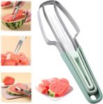 3-in-1 Watermelon Fork Slicer Cutter, Stainless Steel Watermelon Popsicle Cutter, Watermelon Fork, Portability Fruit Fork for Camping Kitchen Gadgets