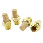 sourcingmap 4pcs 1/4PT Male Thread Pneumatic Filter Noise Sintered Exhaust Muffler