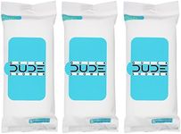 DUDE Shower Body Wipes (3 Packs, 8 Wipes Each) Unscented Naturally Soothing Aloe and Hypoallergenic, Portable Travel-Sized Individual Cleansing Cloths for Men