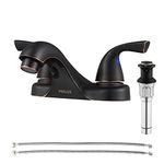 PARLOS 2-Handle Low Arc Bathroom Sink Faucet with Metal Pop Up Drain & Supply Lines, Oil Rubbed Bronze, Cupc NSF Lead-Free Certified, 13590