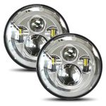 UNI-SHINE 2pcs Projector 7 Inch LED Headlight Hi/Lo Beam Chrome DOT Approved 7’’ Round H6024 LED Headlight Compatible with Jeep Wrangler JK CJ TJ Compatible with Miata Compatible with Chevy SC2