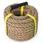 Aoneky Natural Jute Rope - 14/16/ 20/25 /30/40/50mm Heavy Duty Twisted Hemp Rope for Tug of War, Crafts, Nautical, Climbing, Hammock - Decking Garden Fencing Rope for Decorate (25mm / 15m)