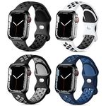 SIERVOS 4 Pack Sport Straps Compatible with Apple Watch Strap 38mm 40mm 41mm 42mm 44mm 45mm 49mm, Breathable Soft Silicone Replacement Watch Band Compatible with iWatch Ultra Series 9 8 7 6 5 4 3 2 SE