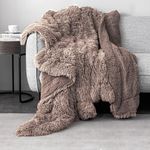 Pawque Faux Fur Blankets Queen Size 60x80 inches, Super Soft Fuzzy Fluffy Blanket, Warm Thick Sherpa Long Hair Shag Reversible Lightweight Cozy Throw for Bedroom Sofa Couch, Brown