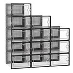 12 Pack Shoe Storage Box Clear Plastic Stackable Shoes Organizer for Cabinet Closet Space Saving Foldable Sneaker Organizers Containers Display Case Holders Boxes