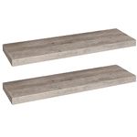 HOOBRO Floating Shelves, Wall Shelf Set of 2, 80 cm Hanging Shelf with Invisible Brackets, for Bathroom, Bedroom, Toilet, Kitchen, Office, Living Room Decor, Greige BG80BJP201