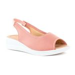 Khadim's Adrianna Pink Wedge Heel Peep-Toe Slingback Sandal for Girls - 4.5-12 yrs (6537890)