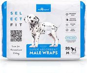 Paw Inspired Select Fit Disposable Male Wrap | Belly Band for Male Dogs with Extended Absorbent Core and Wetness Indicator (Medium, 20 Count)