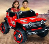 Wishmaster Big Size 4x4 Electric Ride On Car for Kids 2-10 Years | 100Kg Loading Capacity Battery Operated EV with Remote Control, Steering & Mobile App | 4 Motor Drive, LED Lights & Bluetooth Music