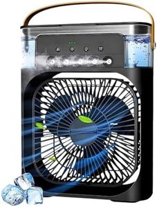 Drumstone 𝟏𝟓 𝐘𝐞𝐚𝐫𝐬 𝐖𝐚𝐫𝐫𝐚𝐧𝐭𝐲 Portable Personal Air Cooler, Portable Air Conditioner Fan, Mini Evaporative Coolin fan with 7 Colors LED Light for Home & Office Uses (Black)
