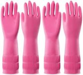 PACIFIC 2 Pairs Reusable Rubber Gloves for Washing Dishes and Cleaning Tasks, Water Resistant Household Gloves for Kitchen Bathroom, Grippy Latex Dish Washing, Pink, Large
