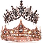 2 Pcs Prom King and Queen Crowns Set King Crowns for Men Black Crystal Tiaras for Women Rhinestone King Queen Crowns Princess Crown Headwear for Wedding Birthday Halloween Costume Accessories