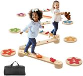 VEVOR Balance Beam Stepping Stones, 6 PCS Wooden Toddler Balance Boards, Montessori Toy for Kids 3-6, Build Coordination and Gross Motor Skills Gymnastics Obstacle Course Indoor Outdoor for Girls Boys