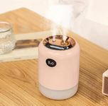 Double spray nozzle air atomizer home fogger mist USB ultrasonic air humidifier with LED light humidifier for room moisture, aroma diffuser for home, mist maker (pink air humidifier)