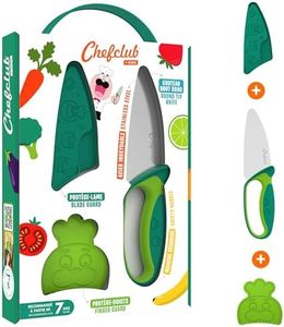 Chefclub Kids Kitchen Knife Set for Children Stainless Steel Blade - Finger Guard and Blade Protection Included - Ergonomic Handle, Safe Kitchen Knife Tool, Kids Cooking Supply
