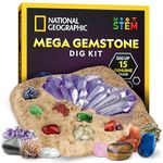 National Geographic Mega Gemstone Dig Kit - Dig Up 15 Real Gemstones, STEM Activities for Kids, Gem Mining Kit, Educational Science Kit