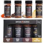 Spice Guru Grill Seasoning Gift Set - 4 Flavor BBQ Seasonings and Rubs - Christmas Gifts for Men Who Cook - BBQ Rub Gift Set - Christmas Grilling Gifts for Men - Gifts for Dad - Gifts for Him