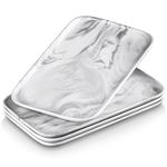 MALACASA Serving Platter, 4 Piece Porcelain Serving Dishes, Rectangular Serving Tray for Entertaining Parties, Marble Grey Platters for Serving Food, Sushi, Appetizer, Dessert, Dinner, 12x7 Inch