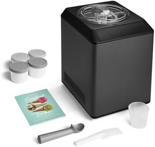 SPRINGLANE Eismaschine & Joghurtbereiter Erika 2,5 L mit selbstkühlendem Kompressor 250W, Eiscrememaschine Edelstahl mit Kühl- und Heizfunktion, inkl. Rezeptheft (Erika + 4 Behälter Mini 400ml Grau)