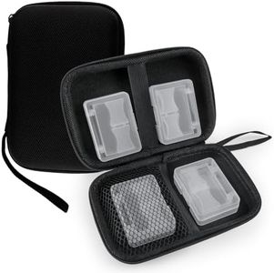 MICSCREW 32-Slot Black Portable SD Card Holder with 4 Individual Clear Plastic Memory Card Case with EVA Nylon Surface, Waterproof and Shockproof SD Card Storage for SD Cards