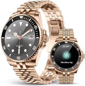 SOUYIE AI Smart Watch for Men, 1.19" AMOLED 44mm, 24/7 Heart Rate Blood Pressure Blood Oxygen Sleep Monitor, 107 Sports Tracker, IP67 Waterproof, Bluetooth Call Voice Assistant, for Android iOS Gold